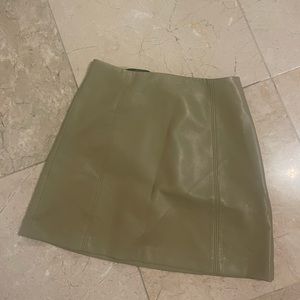 Olive leather skirt from aritzia